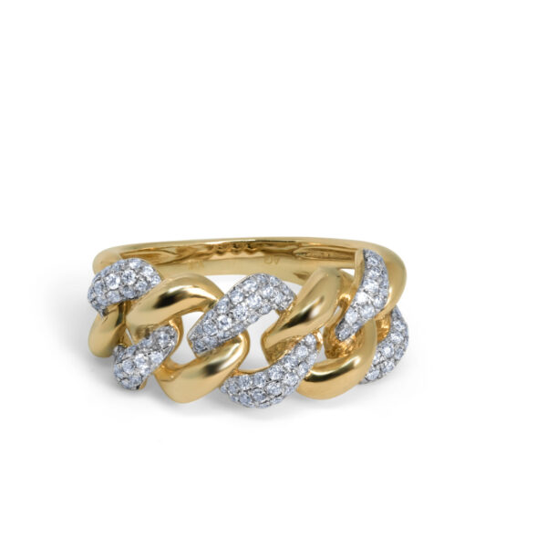 Guld Diamant Cubanlink Ring